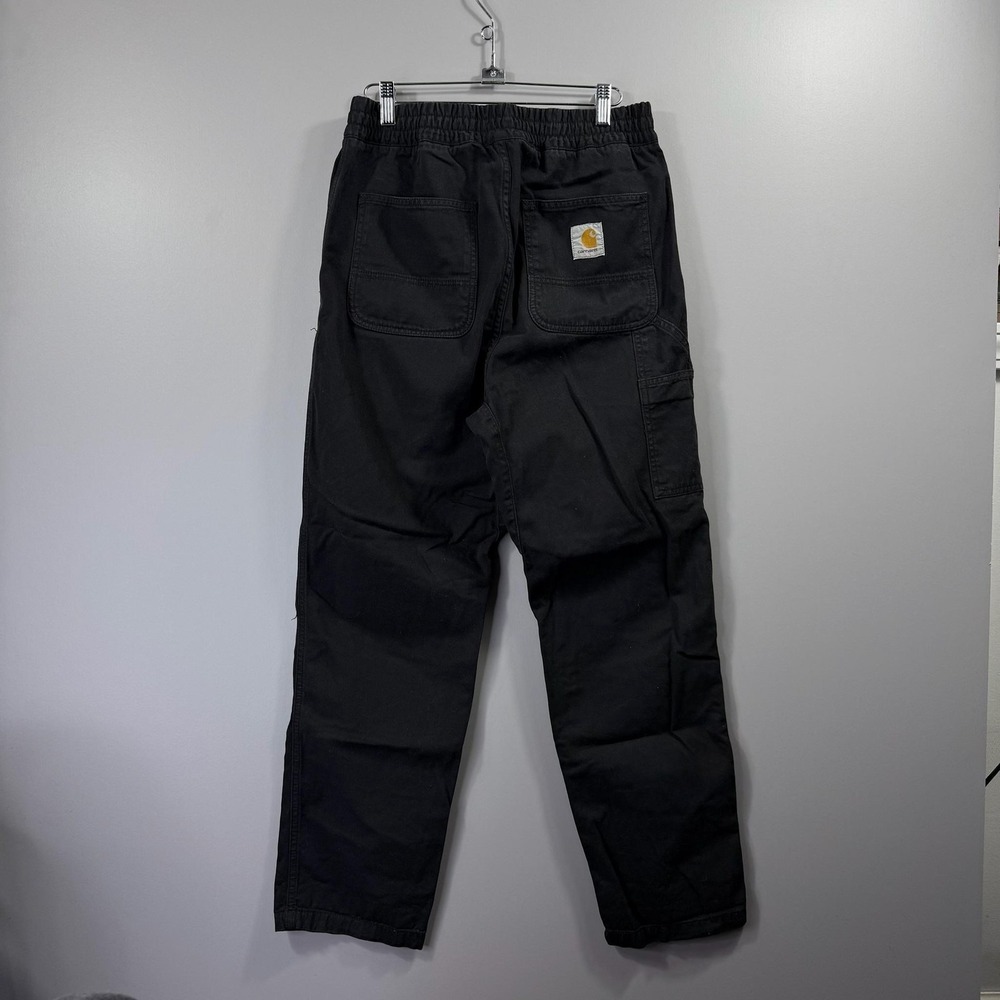 Carhartt WIP Pants Womens S Black Canvas Carpenter Elastic Waist Workwear